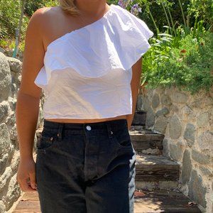 Zara One shoulder Ruffle crop top